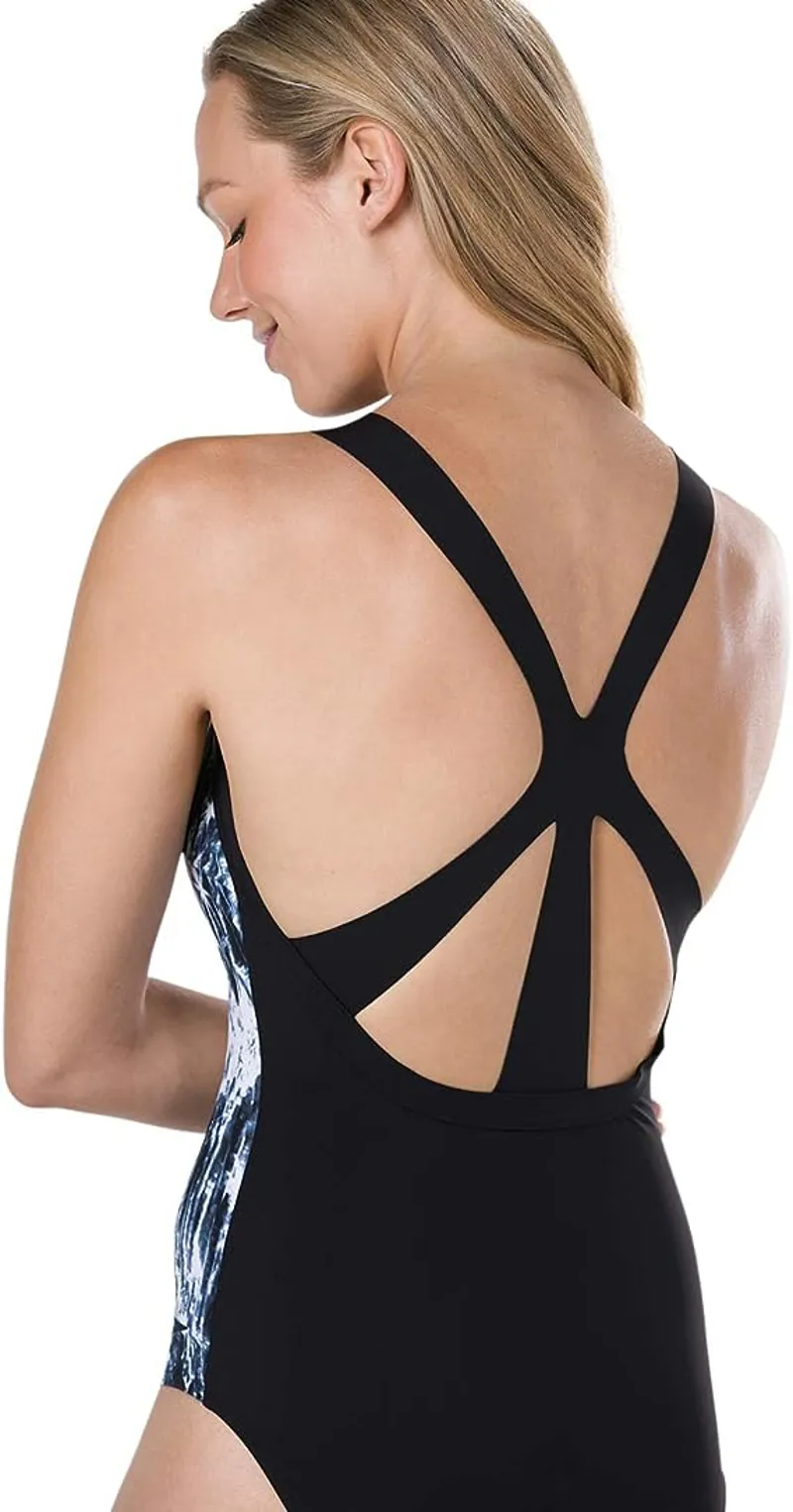 Speedo Women's Opalweb Printed 1 Piece Swimsuit Black/White 42-7